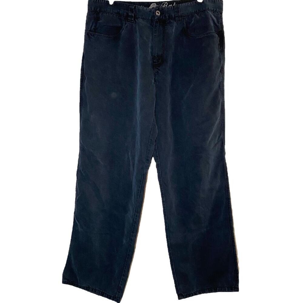 Tommy Bahama Straight Leg Jeans Zip Fly Flat Front Denim Navy Blue 35"